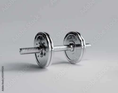 3D rendering, dumbbells on the floor in fitness concept, white background