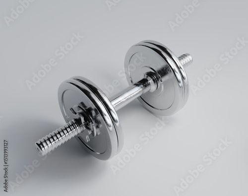 3D rendering, dumbbells on the floor in fitness concept, white background
