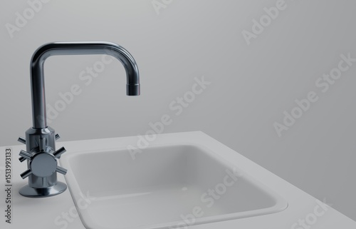 3D rendering, washbasin in bathroom, white background