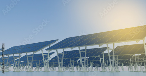 solar panels, solar farm power station for alternative energy from the sun