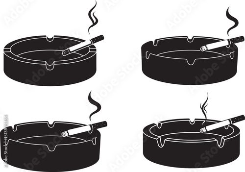 set of black silhouettes of cegarate pot