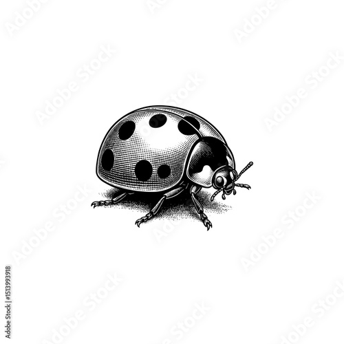  Vintage engraving illustration of a ladybug icon logo vector design