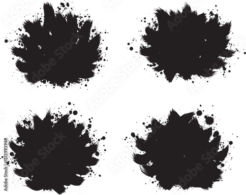 set of black ink splashes