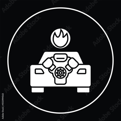 Engine burning overheat car illustration