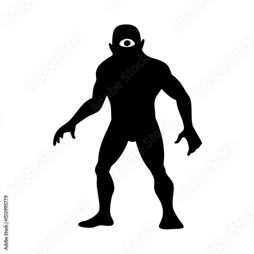 Cyclops monster silhouette vector illustration one eyed giant creature mythical beast fantasy art
