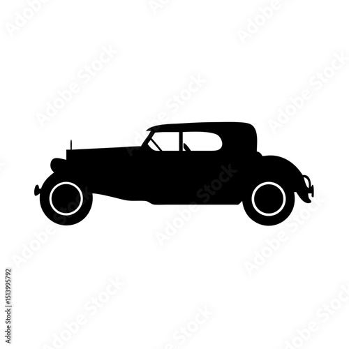 Vintage classic car silhouette vector illustration for automotive enthusiasts and designers