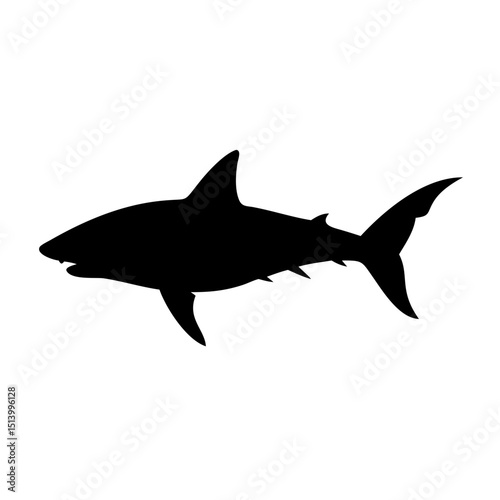 Shark silhouette vector illustration great white shark image ocean predator sea animal design art graphic
