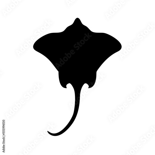 Stingray silhouette vector image for ocean life animal illustration and marine wildlife design use