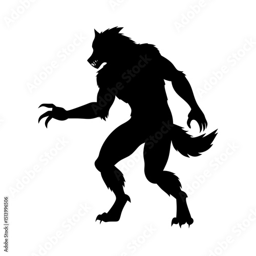 Werewolf silhouette vector illustration for halloween and horror designs, monster and beast theme