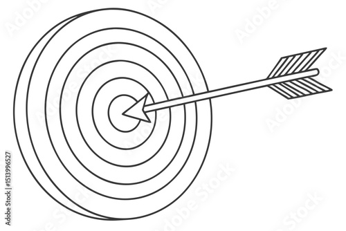 Arrow Hitting Target Board Line Art