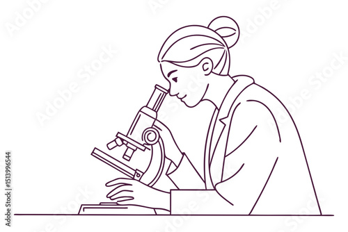 Female Researcher at Work Minimal Vector