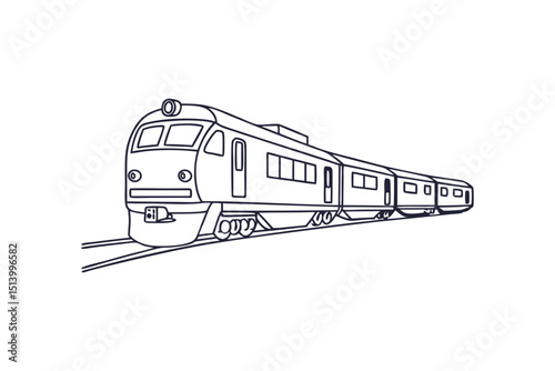 Railway and Locomotive Minimal Line Drawing