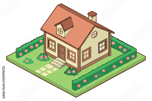 Overhead View of Cozy Garden House Design