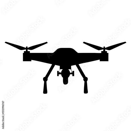 Drone silhouette illustration for aerial photography and videography technology and innovation