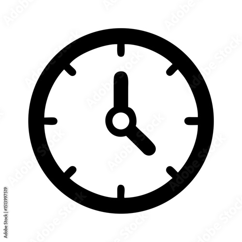 Clock time icon vector illustration showing hours minutes and seconds for time management design