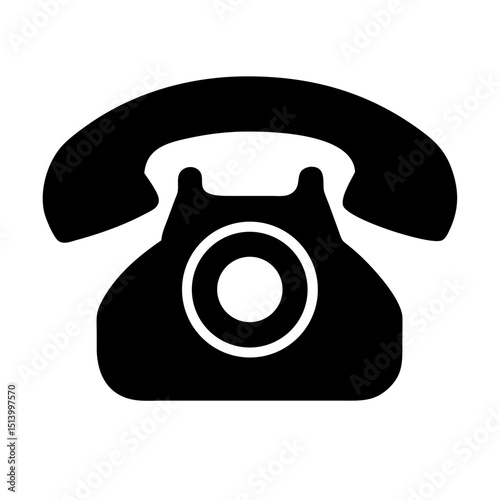 Vintage telephone vector graphic, classic rotary phone icon, retro communication device illustration