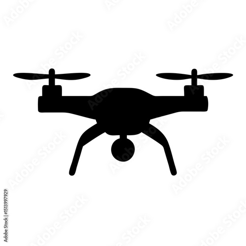 Drone silhouette vector image for aerial photography and videography technology design element