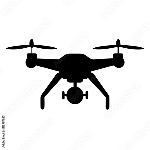 Drone silhouette aerial photography unmanned vehicle system uav quadcopter black icon design vector