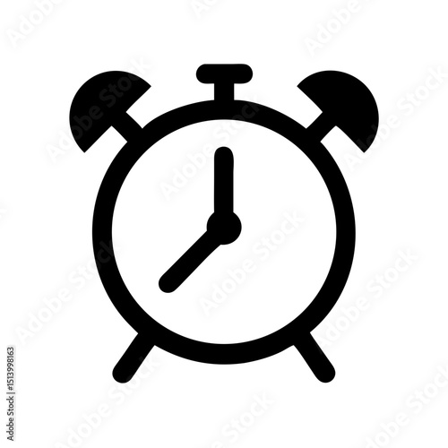 Alarm clock vector image for time management and schedule reminder icon in black and white