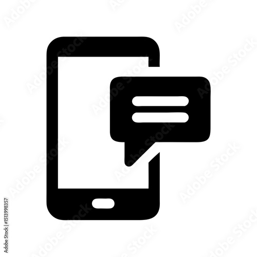 Mobile phone message notification icon vector illustration for app and web design asset usage