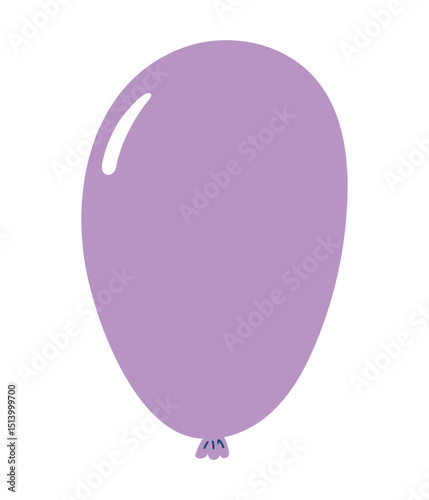 Flying air balloon with string hand drawn illustration, isolated vector on transparent. Flat style design. Birthday celebration, festival, carnival, party, anniversary clip art, element