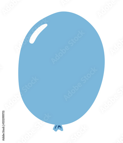 Flying air balloon with string hand drawn illustration, isolated vector on transparent. Flat style design. Birthday celebration, festival, carnival, party, anniversary clip art, element