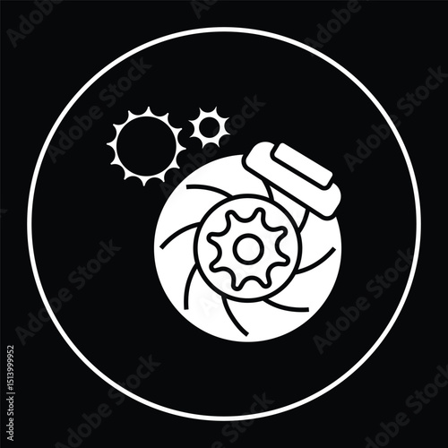 Change disc pad caliper on disc brake car icon illustration. Replace and repair wheel tire car vector