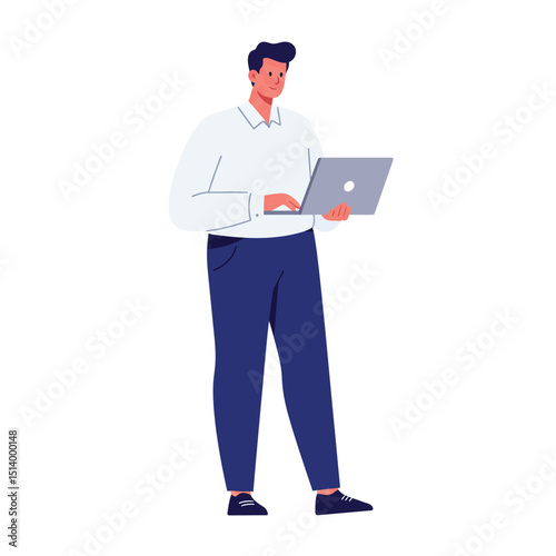 working at her desk at home. She has a lot of work. working with laptop at her work desk and testing ui and ux. Vector illustration of student studying at home.