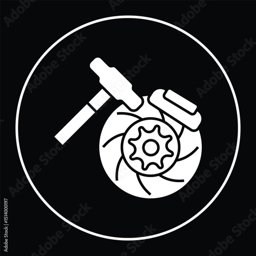 Wheel disc brake car repair icon illustration