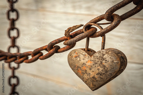 Rustic Metal Chain Entwining a Weathered