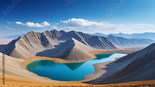 Fantastic landscape with mountains made of samarium and neodymium