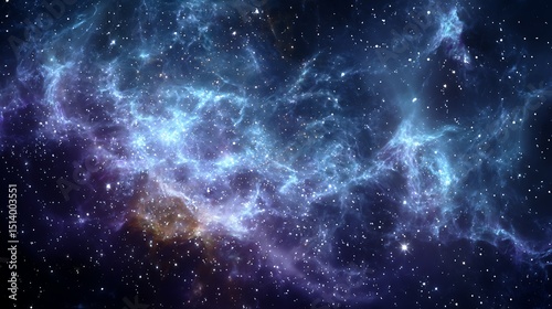 A captivating view of a nebula with swirling blues purples and scattered stars in the cosmos