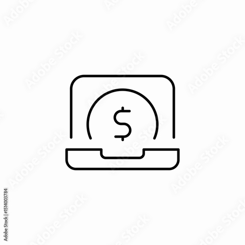 laptop e banking icon sign vector