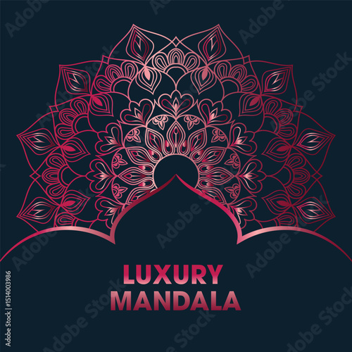 Golden Luxury Mandala Design whit blue background