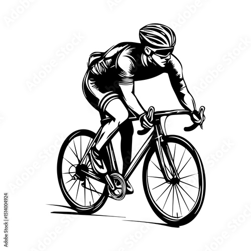 Cycling in Action: This photorealistic illustration captures the essence of speed and precision, portraying a cyclist in full flight. It is a celebration of dedication.