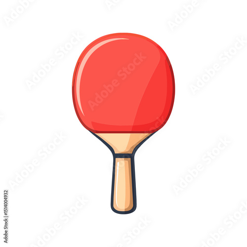 Table Tennis Paddle Illustration: A close-up view of a classic table tennis paddle. The striking red paddle head is contrasted by its wooden handle. Perfectly illustrating the simplicity of the sport.