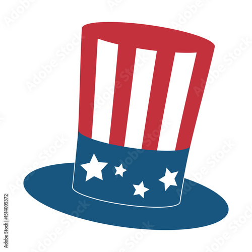 Headgear, Gentleman hat Cylinder. American top hat. July 4 is Independence Day. Vector illustrations EPS10