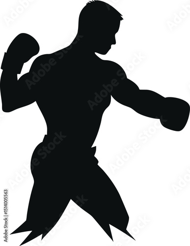 Dynamic Boxing Silhouette A Display of Strength Agility and Precision in a Black and White Visual Statement Showcasing the Power of the Sport and the Dedication of the Athlete Inherent Skill	