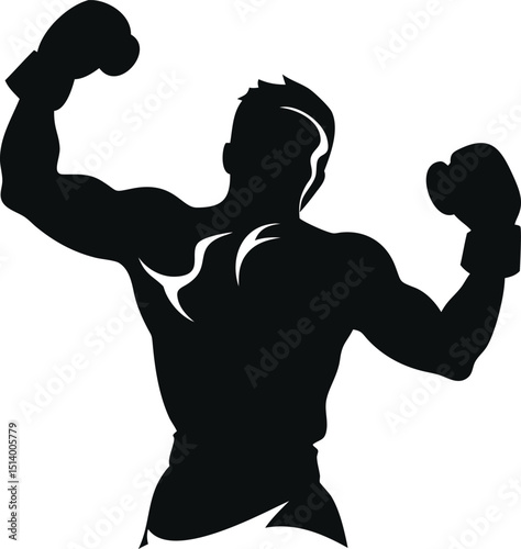 Captivating Boxer Silhouette Illustration Celebrating the Triumph of Athleticism and Transparent Dedication to Excellence Showcasing Strength Determination and the Human Spirit Achieving Victory 