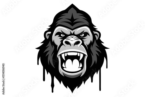 Gorilla Head Tattoo Design with Dripping Paint Effect