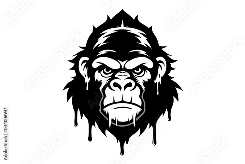 Bold Gorilla Head Tattoo Vector with Artistic Strokes