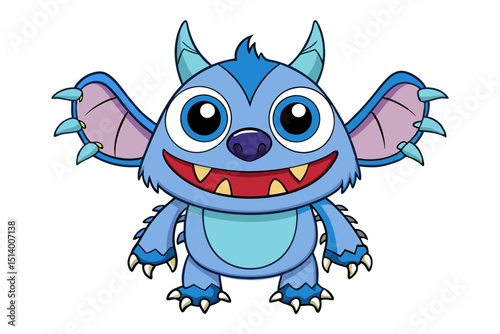 Cute Monster with Multiple Eyes and Little Wings