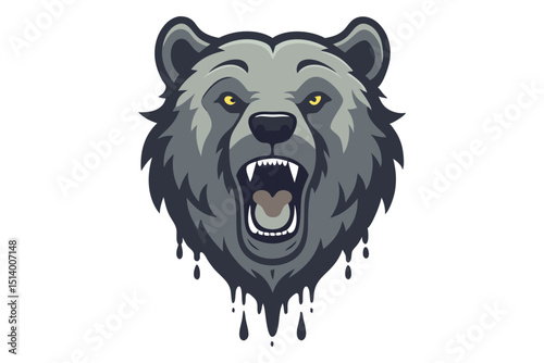 Fierce Bear Head Tattoo Style with Ink Drips