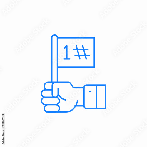 hand flag number1 icon sign vector