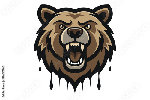 Grunge Style Bear Head Tattoo for TShirt Design