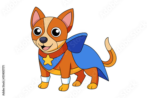 Superhero Dog Cartoon with Cape Flying High