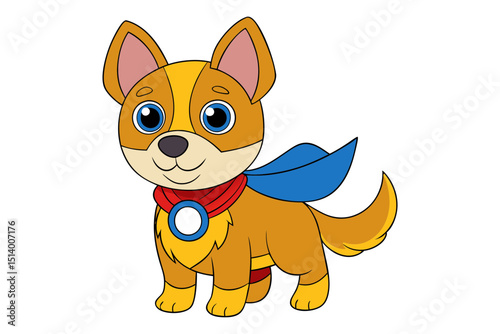 Hero Dog Vector Character with Cape and Mask