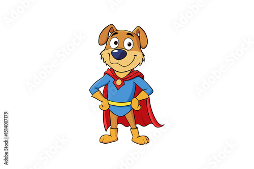 Brave Super Dog Flying with Red Cape