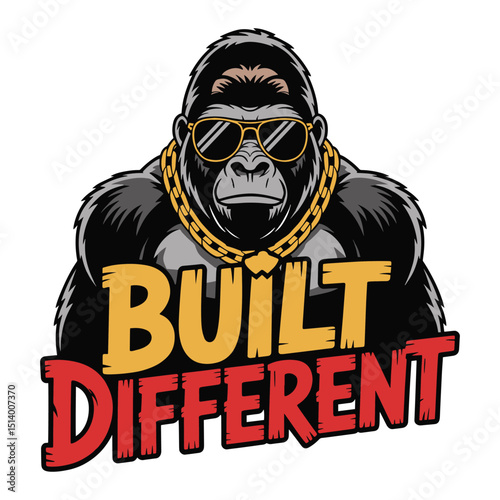 Built Different Gorilla Sunglasses Chain T Shirt Design