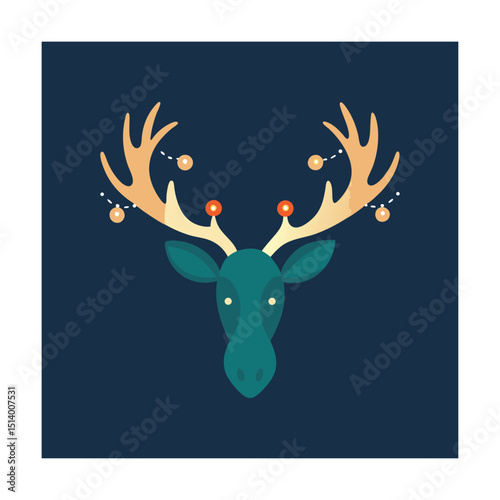 Festive reindeer head christmas design illustration